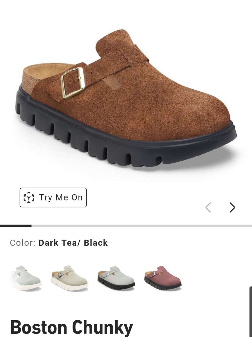 Birkenstock Boston Chunky Suede Slip-On Clog with Buckle in Dark Tea/Black - Picture 6 of 12